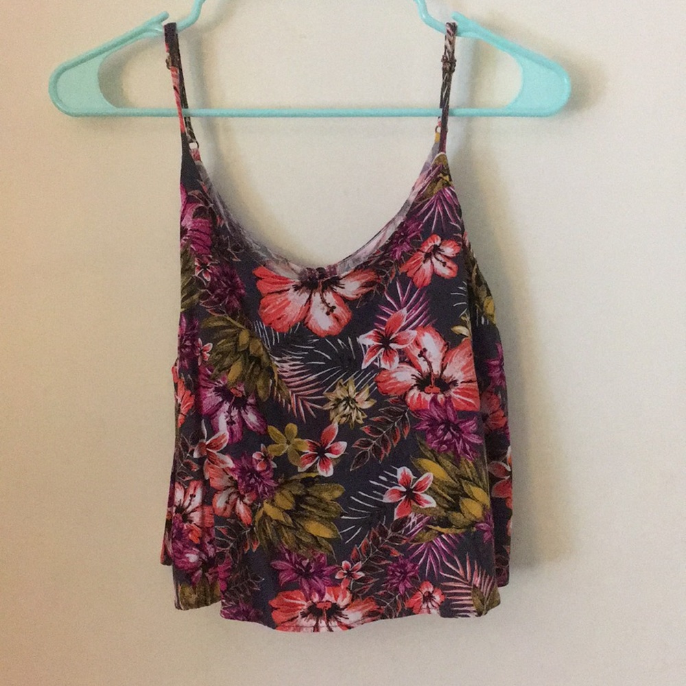 Tropical print flowy tank top